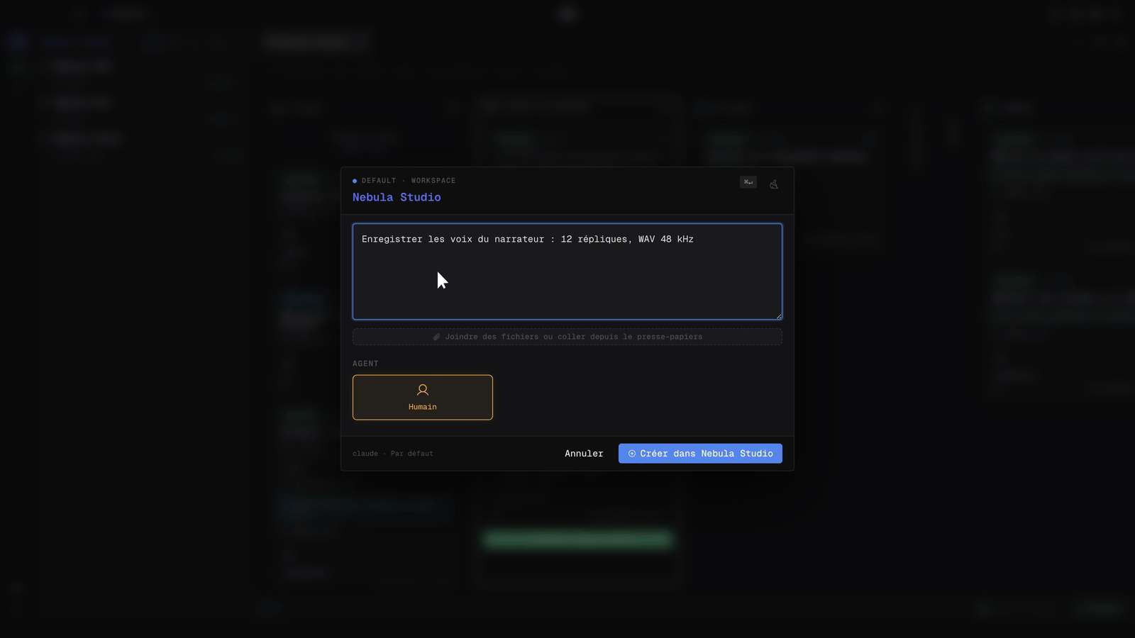 Dialogue Nouveau ticket de Singularity avec l’agent Humain sélectionné