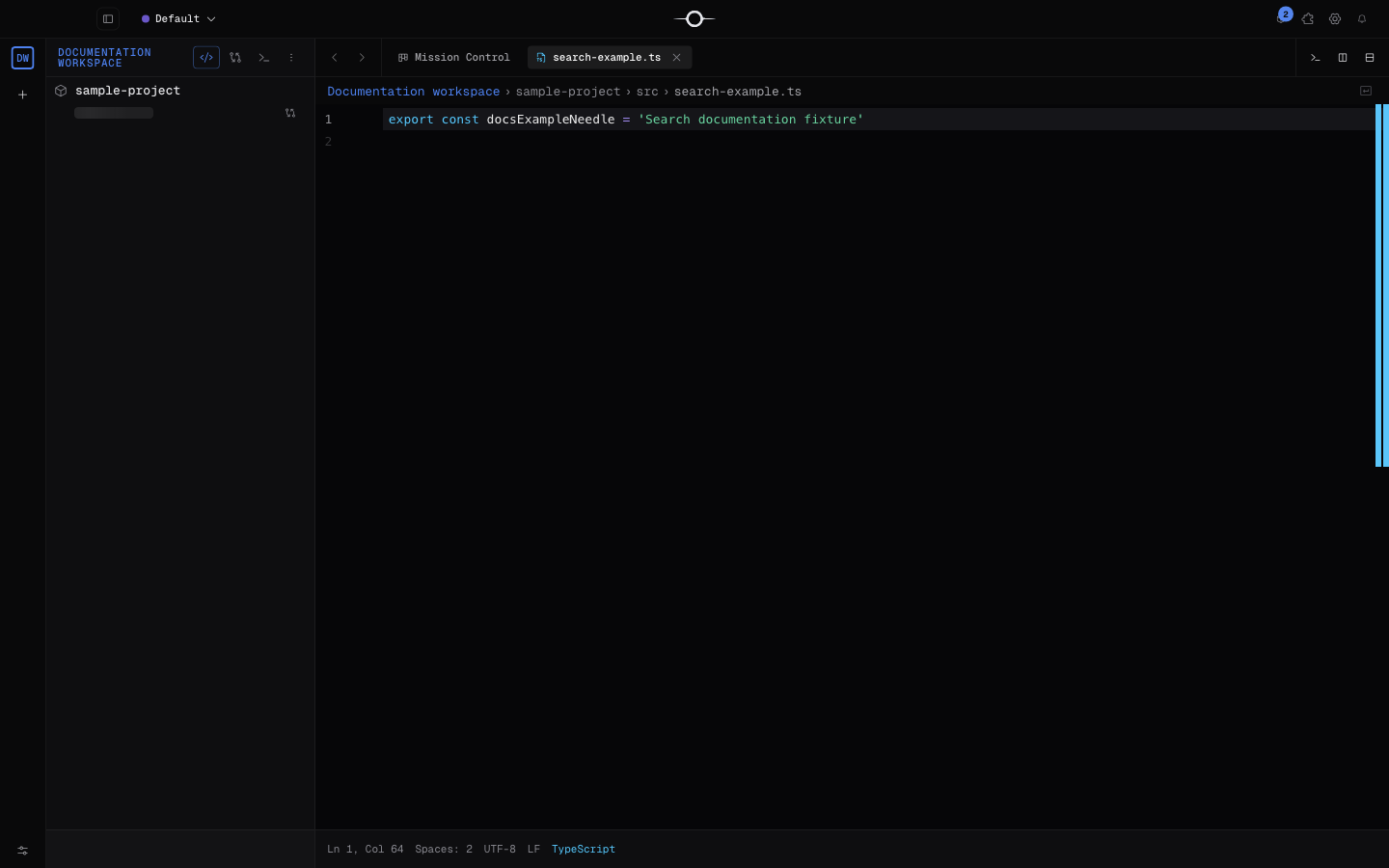 Un fichier TypeScript ouvert dans un onglet de l'éditeur Singularity