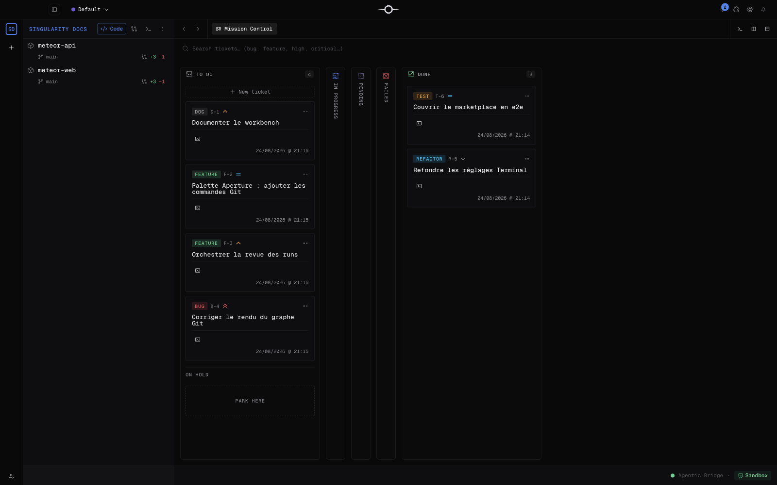 Vue Code du navigateur avec deux projets et leurs arbres de fichiers